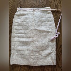 J.crew Collection Elegant Cream Metallic Tweed Pencil Skirt 8 NWT Jenna Lyons